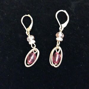 Beautiful pink stone & gold dangle earrings